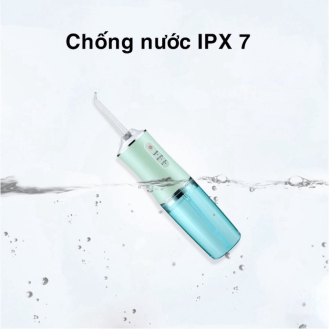 Máy tăm nước cầm tay - Tăm nước xịt vệ sinh làm sạch kẽ răng miệng công nghệ Châu Âu, 3 chế độ xịt chuẩn nha khoa