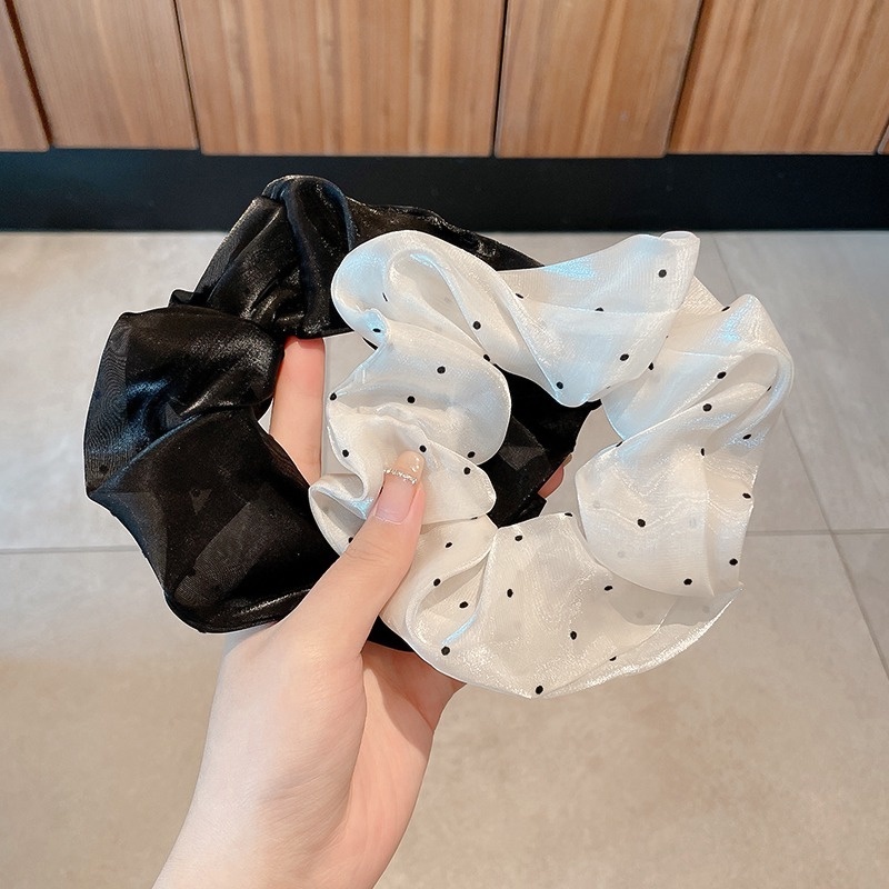 Dây Cột Tóc Lưới Chấm Bi Cỡ Lớn Thời Trang