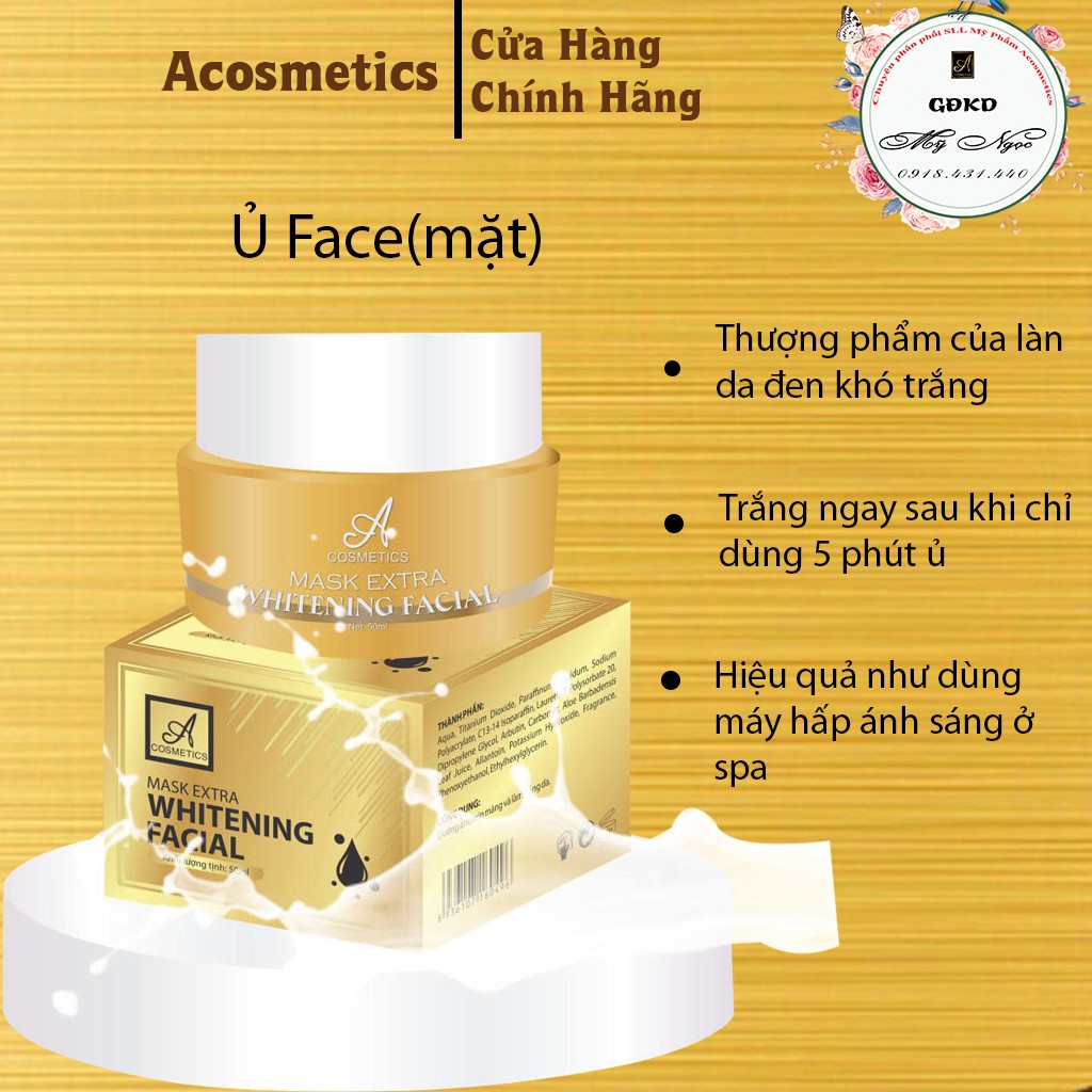 Nạ Ủ Trắng Nếp Than Acosmetics, bật tone ngay lần đầu sử dụng, giúp da trắng sáng, mềm mịn và căn bóng