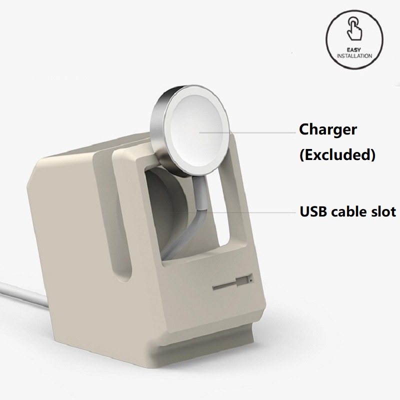 Đế Sạc Bằng Silicon Họa Tiết Máy Tính Cổ Điển Cho Apple Watch 7 6 5 4 iwatch 3 2 1