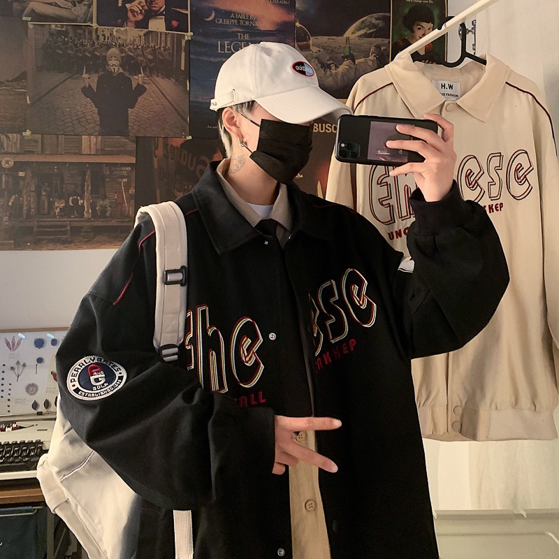 Korean Style Spring and Autumn Fashion Men's Hip-hop Loose Baseball Uniform New Casual Jacket Unisex