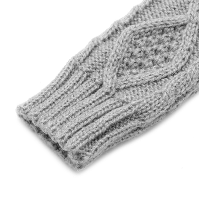 Găng Tay Len Dài Hở Ngón Giữ Ấm Cho Nữ