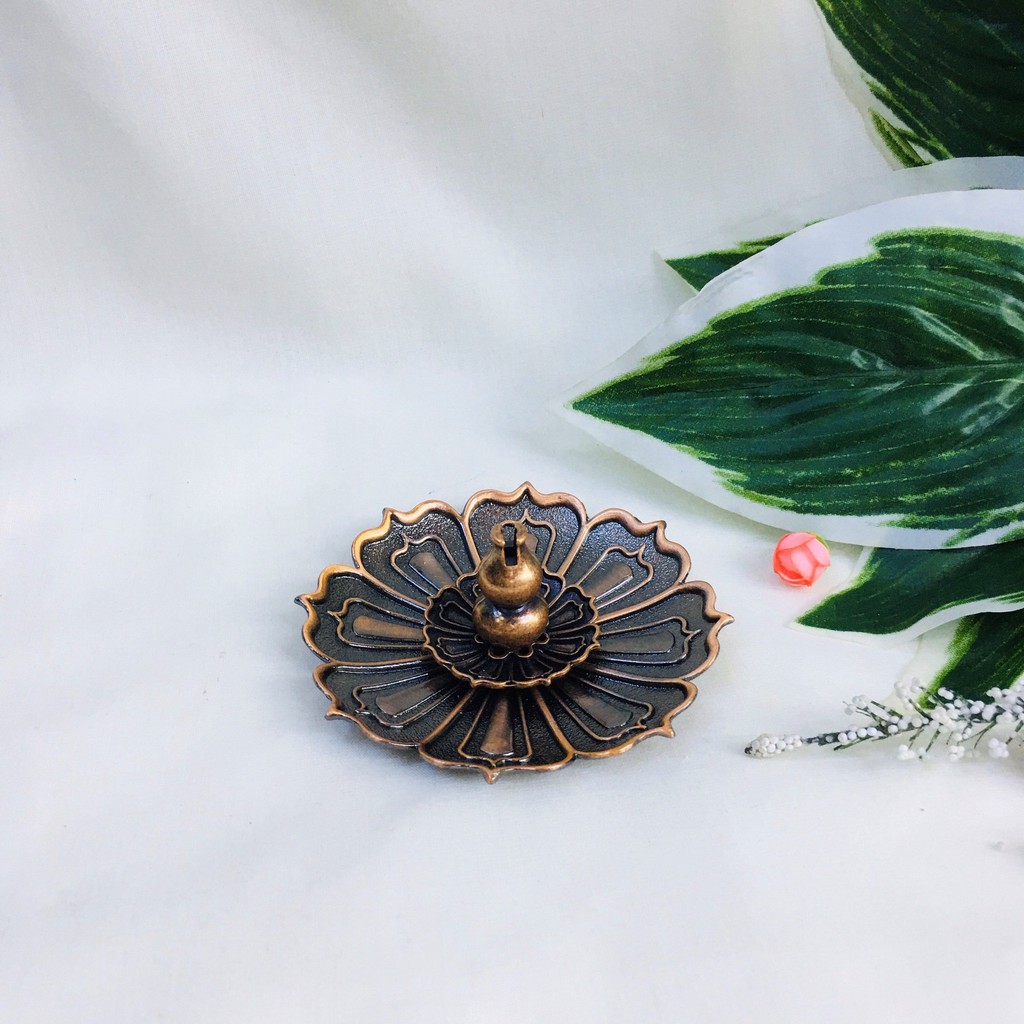 ĐẾ CẮM NHANG HOA SEN HỢP KIM MẠ ĐỒNG - NHIỀU MÀU SẮC