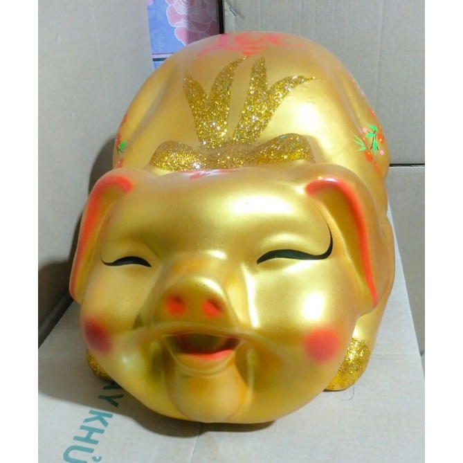 Heo đất khổng lồ 40cm, heo quay có nơ kích thước lớn dài 40cm