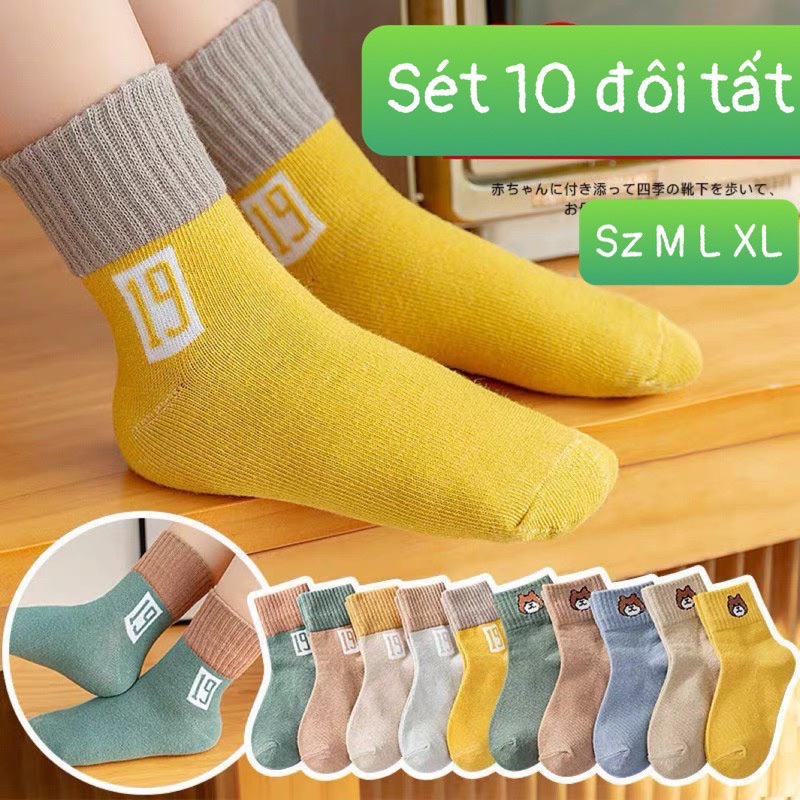 BÁN SỈ SÉT 10 ĐÔI TẤT CHÂN SỐ 19/ 20 CHO BÉ