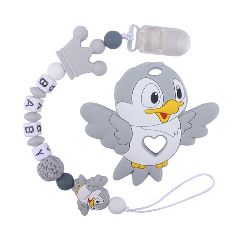 Kẹp Núm Vú Giả Xỏ Hạt Silicon Họa Tiết Chim Hoạt Hình Cho Bé Trai Gái