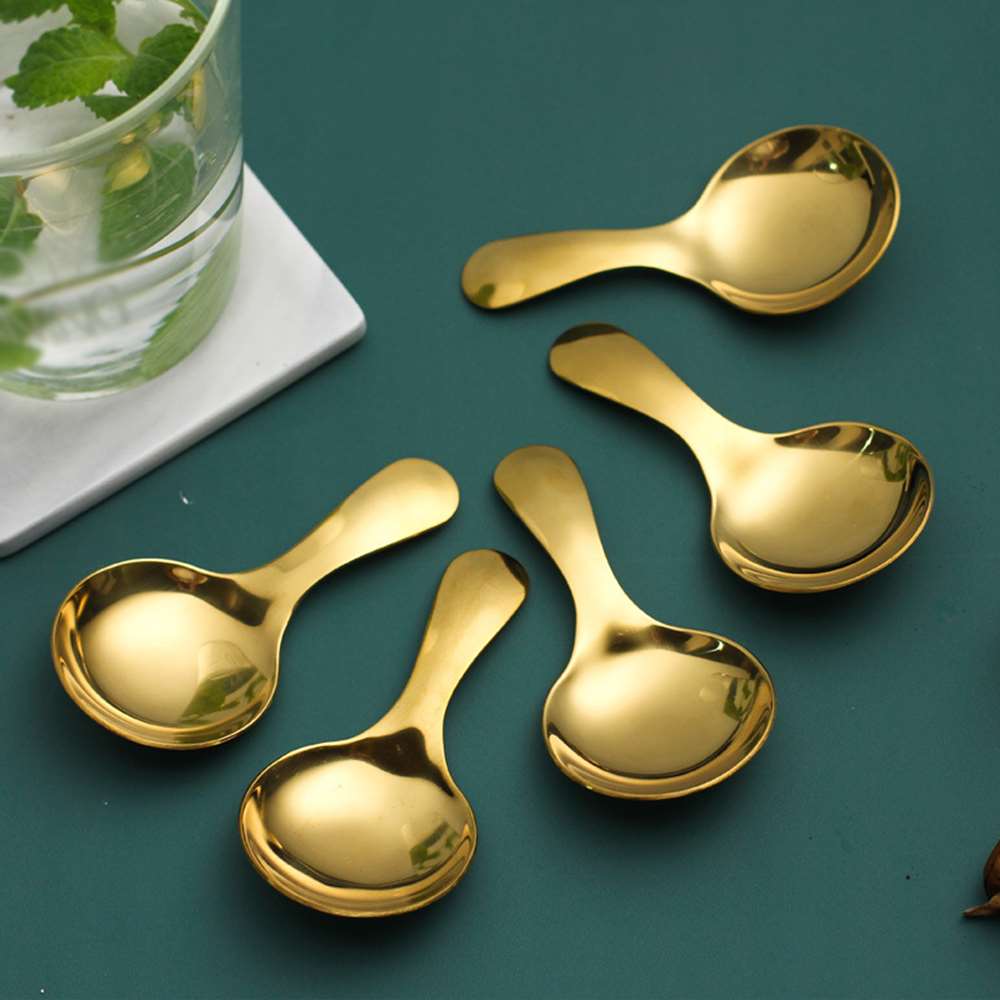 5 Pcs Creative New Stainless Steel Spoons Ice Cream Spice Salt Condiment Coffee Tea Scoop