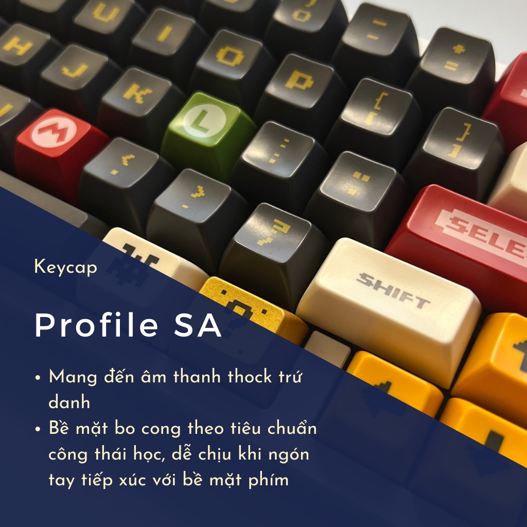 Bộ keycap Mario SA profile tráng men siêu bền đẹp nút bàn phím cơ - Kicap