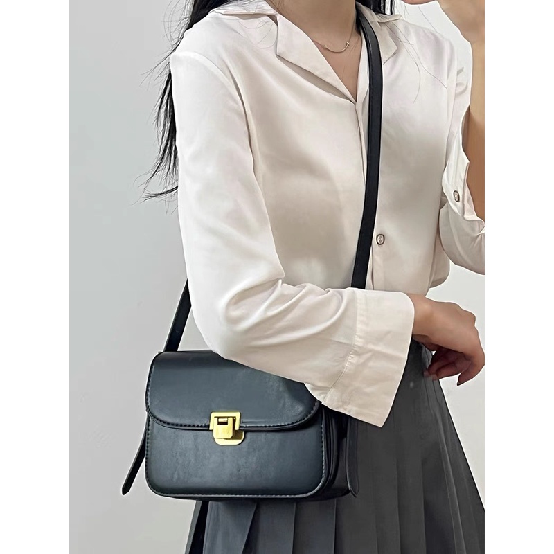 Set túi xách nữ đeo chéo, đeo vai + kep càng cua khóa gập da PU dày dặn 2ly cao cấp hottrend 2022 HT77