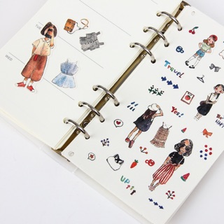 Sticker dán chì màu cô gái (có lỗ còng)set 4 tấm