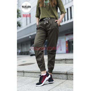 Quần Jogger Kaki Nữ Co Giãn 4D Hàng Xuất Khẩu (Màu Xanh Rêu)