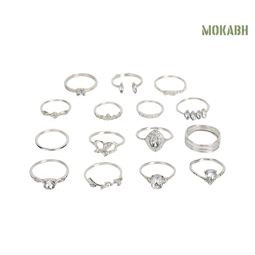Bộ 15 Nhẫn Đính Đá Phong Cách Bohemian Thời Trang Cho Nữ