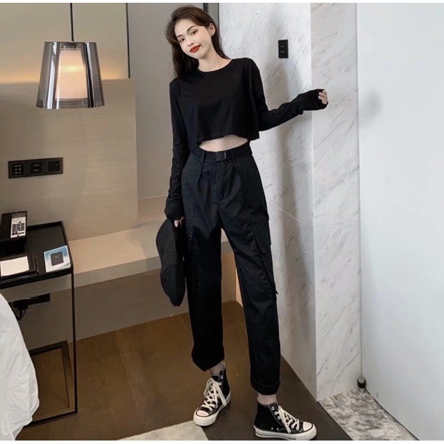 [ Mã FADIRECT5K giảm 5K đơn bất kỳ] Áo croptop nữ trơn dài tay thun da cá mềm mại bao xinh - CRT01