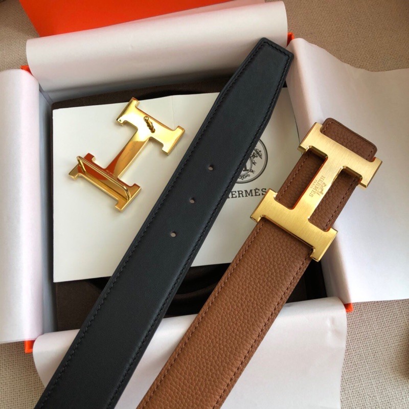 Thắt lưng da dây mặt to khoá logo cao cấp chống rỉ hermes HM