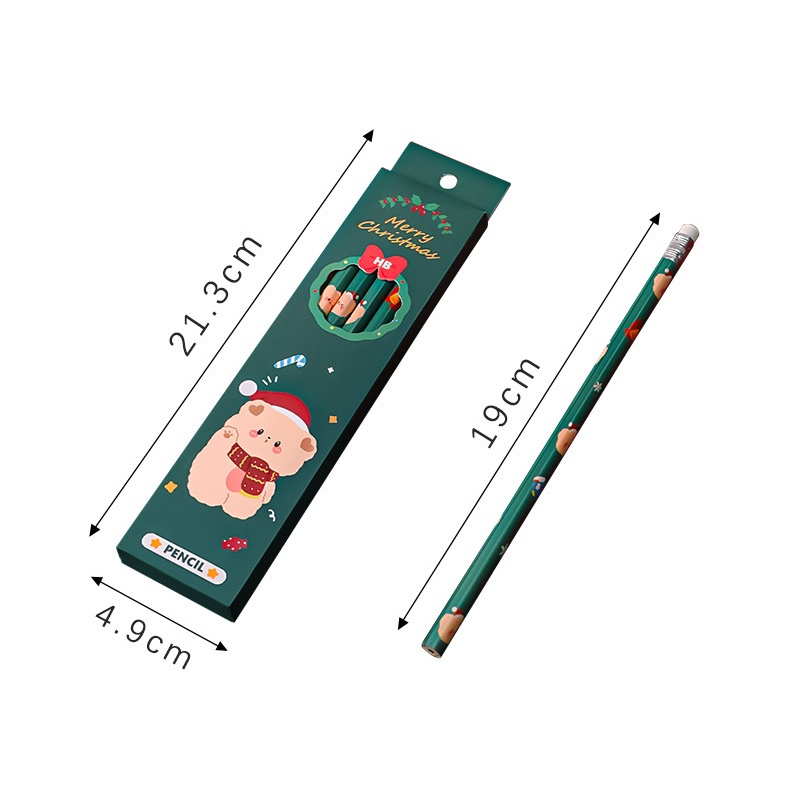 Hộp 6 Bút Chì Vẽ Hình Gấu Giáng Sinh