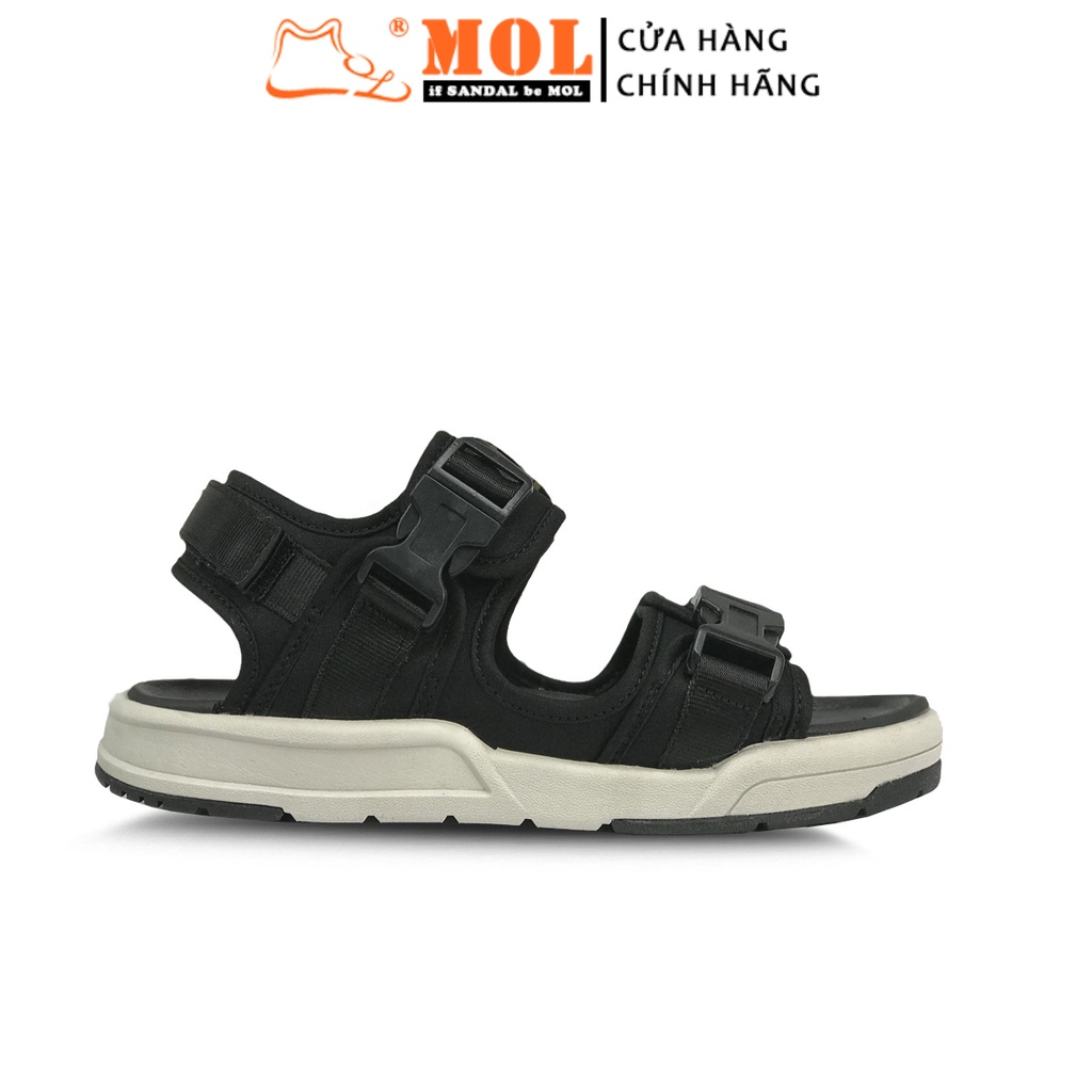 Giày Sandal MOL Unisex Nam Nữ 2 Quai Ngang Êm Bền Phù Hợp Đi Học Đi Làm Đi Du Lịch Màu Đen Mã MS1803