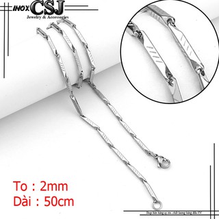 DÂY CHUYỀN INOX NAM HỎA TIỂN 2LY CHẠM SỌC XÉO đẹp không đen