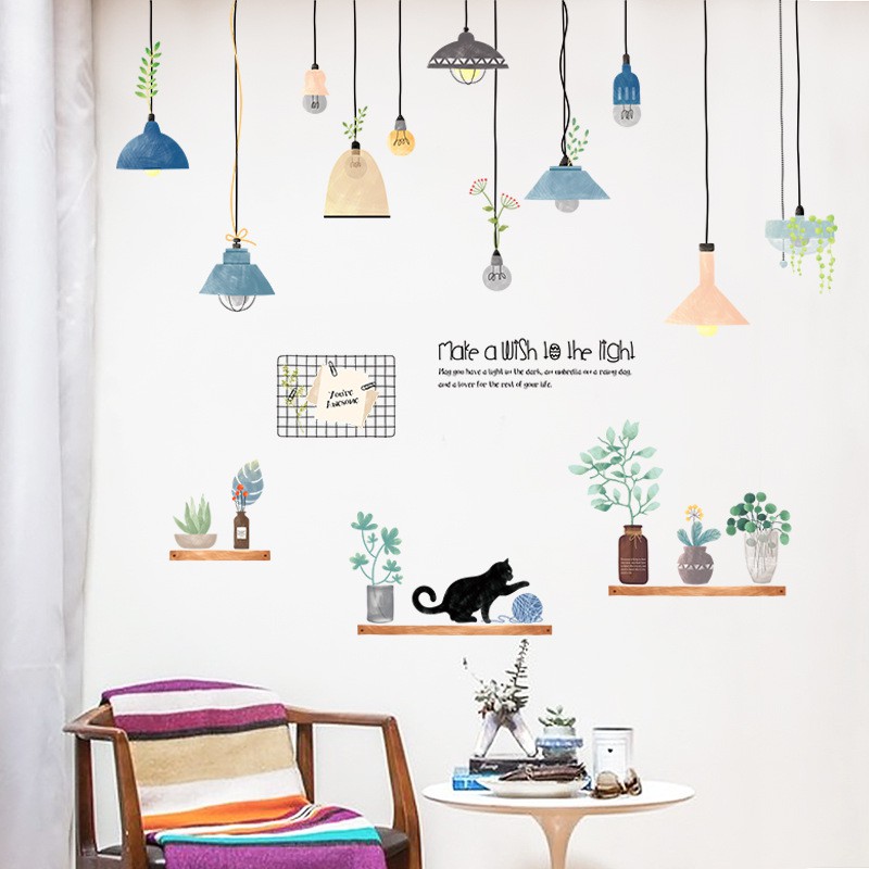 Decal dán tường 3D [GIÁ SĨ] đèn treo số 10 AmyShop