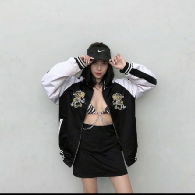 [Ảnh thật] ÁO KHOÁC BOMBER ULZZANG PHỐI ĐEN TRẮNG UNISEX TTPM93