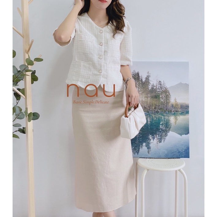 Chân váy linen dáng dài