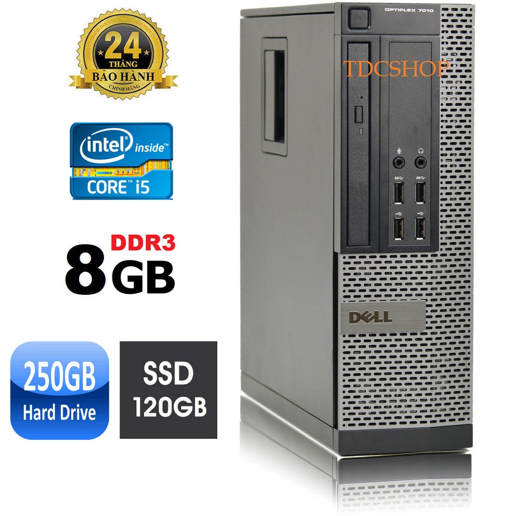 Case máy tính đồng bộ DELL Optiplex 7010 core i5 3470, ram 8gb, SSD 120g, HDD 250GB. Hàng Nhập Khẩu