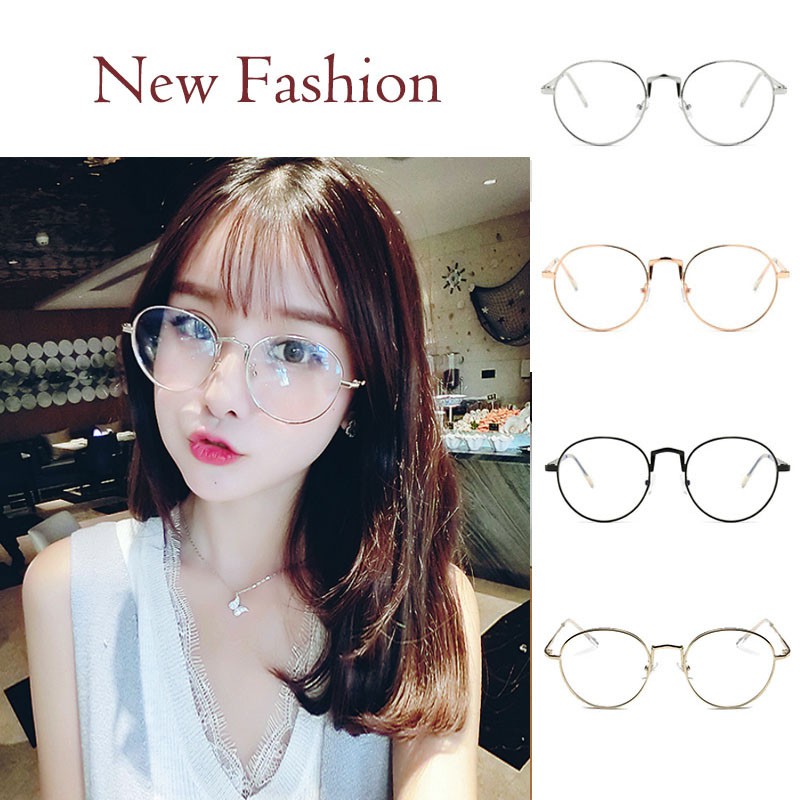 Glasses Round Metal Frame Men Transparent Lens Vintage