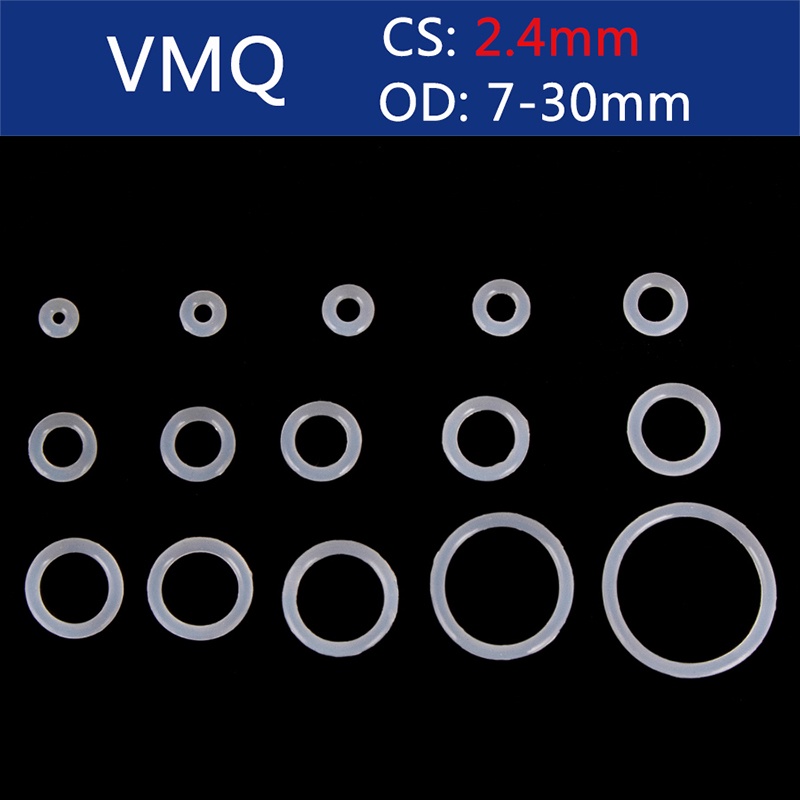 Set 100 Vòng Đệm Cao Su silicone Hình Chữ o Kích Thước 7mm-30mm cs 2.4mm