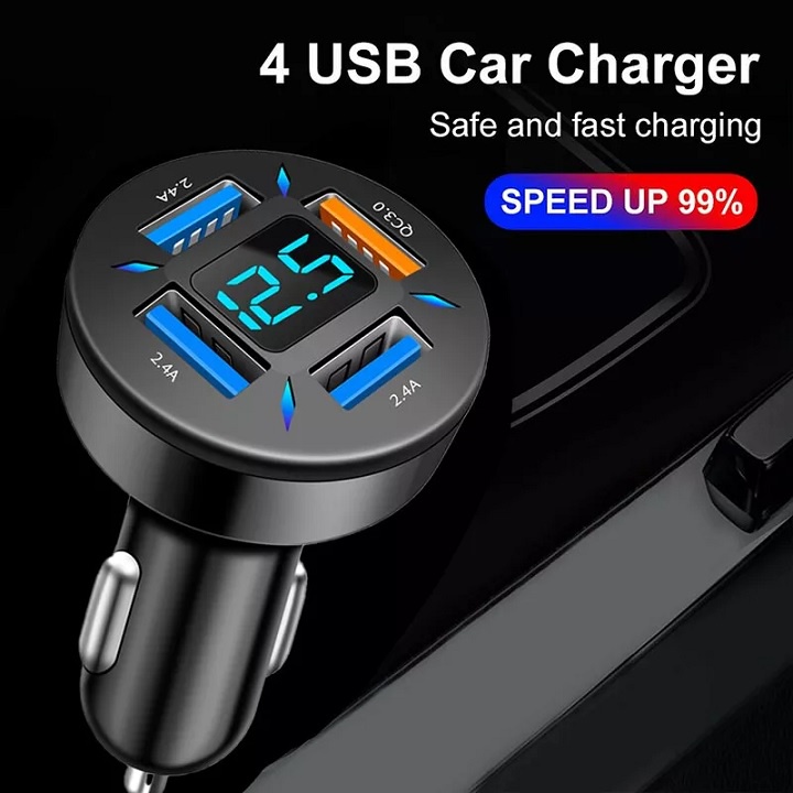 Tẩu Sạc Nhanh 66W QC3.0 4 Cổng USB 12V 24V Cho Ô Tô