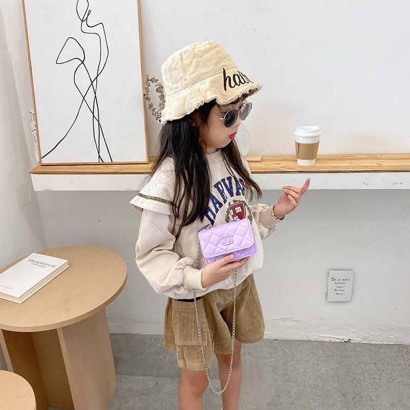 Se7en Children Cute Hasp Design Cross-body Handbag Fashion Girls Kids PU Shoulder Messenger Bag For 1-6Y