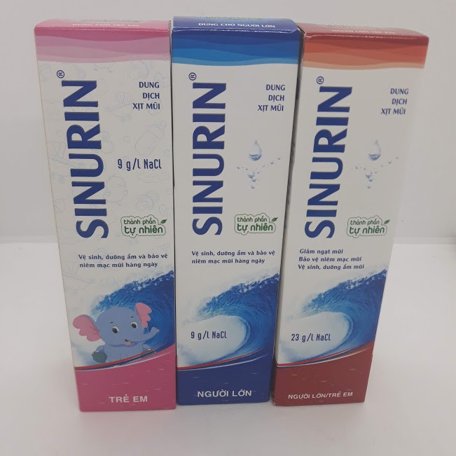 Xịt nước muối biển Sinurin của Dược Cát Linh từ muối ưu trương, đẳng trương, cho bé từ 3 tháng và người lớn lọ 120ml