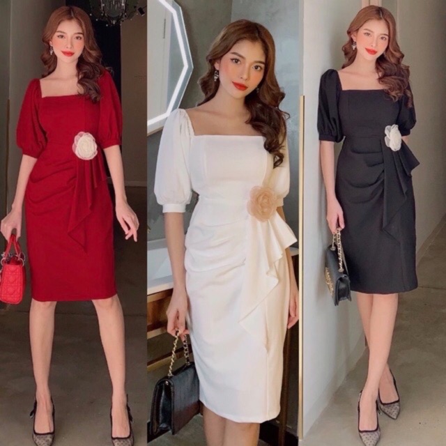 Đầm ôm dự tiệc cổ vuông