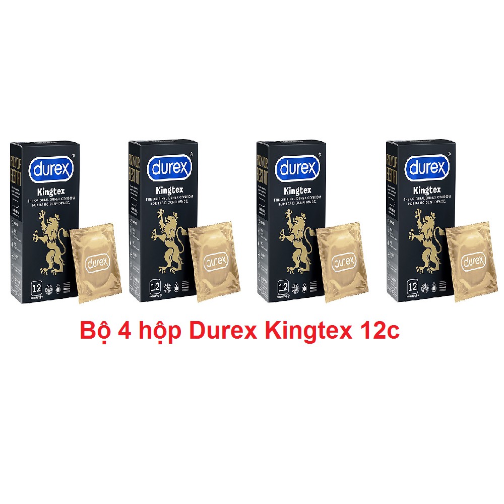 BỘ 4 HỘP DUREX KINGTEX 12 CÁI SIZE NHỎ ÔM SÁT 49MM - 4 HỘP 48 CÁI