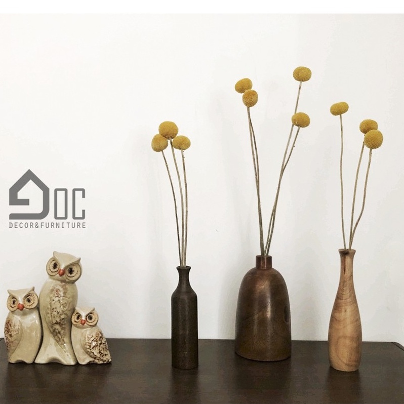 Lọ hoa gỗ, bình hoa gỗ nghệ thuật decor cắm hoa giả LH01