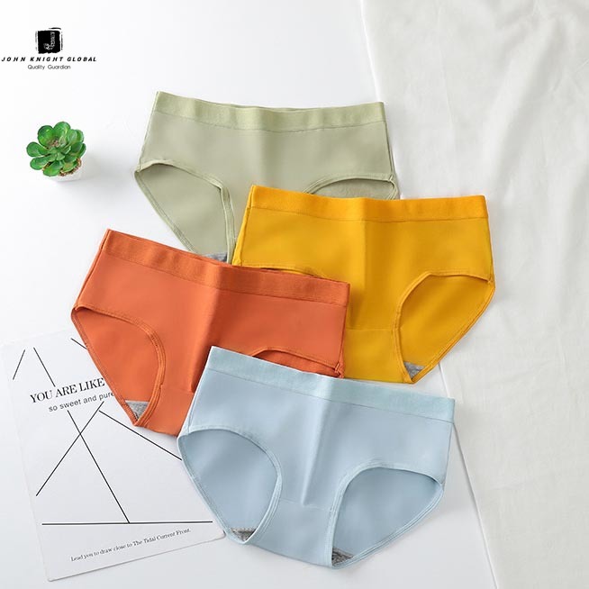 Set 4 Quần Lót Cotton Màu Trơn Phong Cách Hàn Quốc