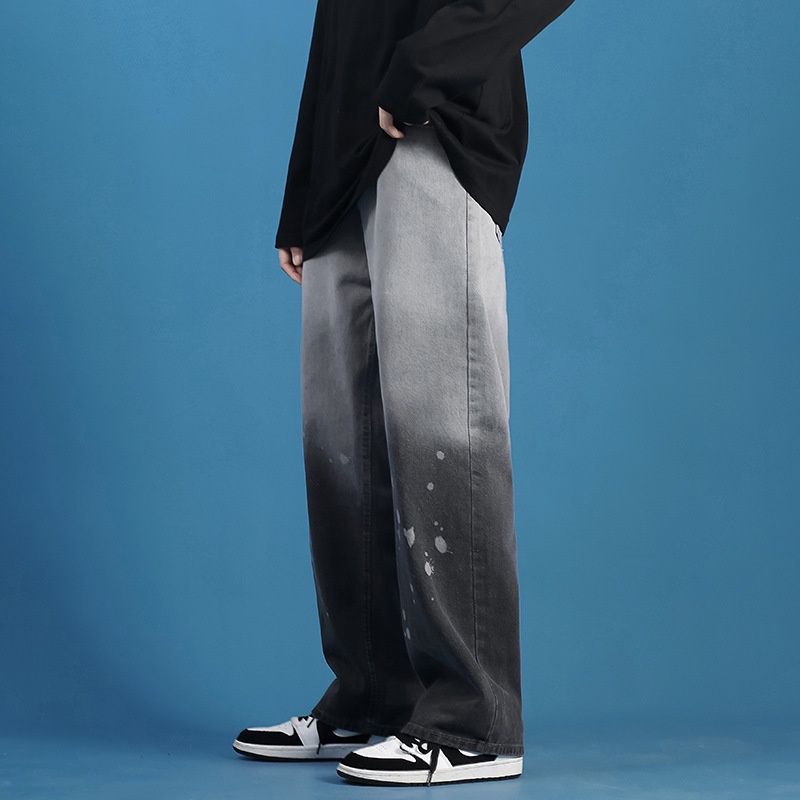 Quần denim AOKANG ống rộng màu gradient thời trang mùa hè dành cho nam
