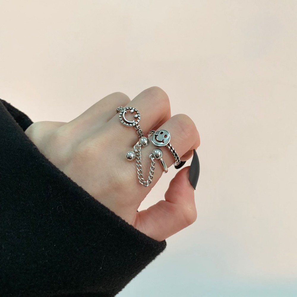 Nhẫn Đeo Ngón Tay Bằng Hợp Kim Hình Mặt Cười Phong Cách Vintage Thời Trang Cho Nữ
