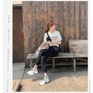 (FREESHIP)Giày thể thao nữ đế độn pha màu trẻ trung, chất da pha lưới mềm