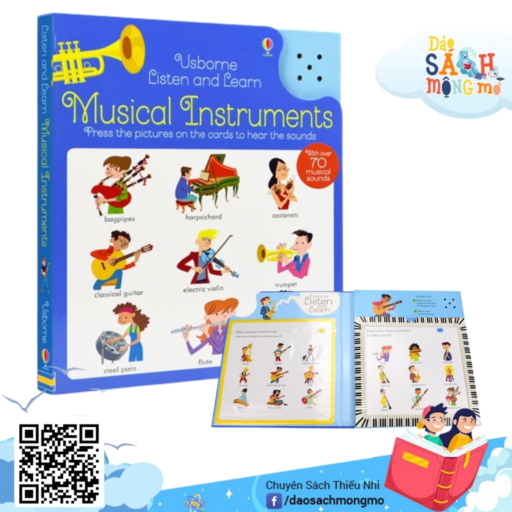 Đồ Chơi Phát Ra Âm Thanh: Chứa Âm Thanh Của hơn 70 Nhạc Cụ Trên Thế Giới Listen and learn Musical Instruments Usborne