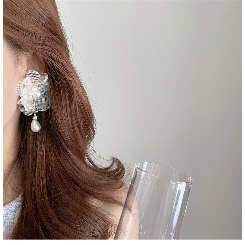 Bông Tai Hình Hoa Đính Ngọc Trai Giả Phong Cách Hong Kong Thời Trang Mùa Hè Cao Cấp Cho Nữ