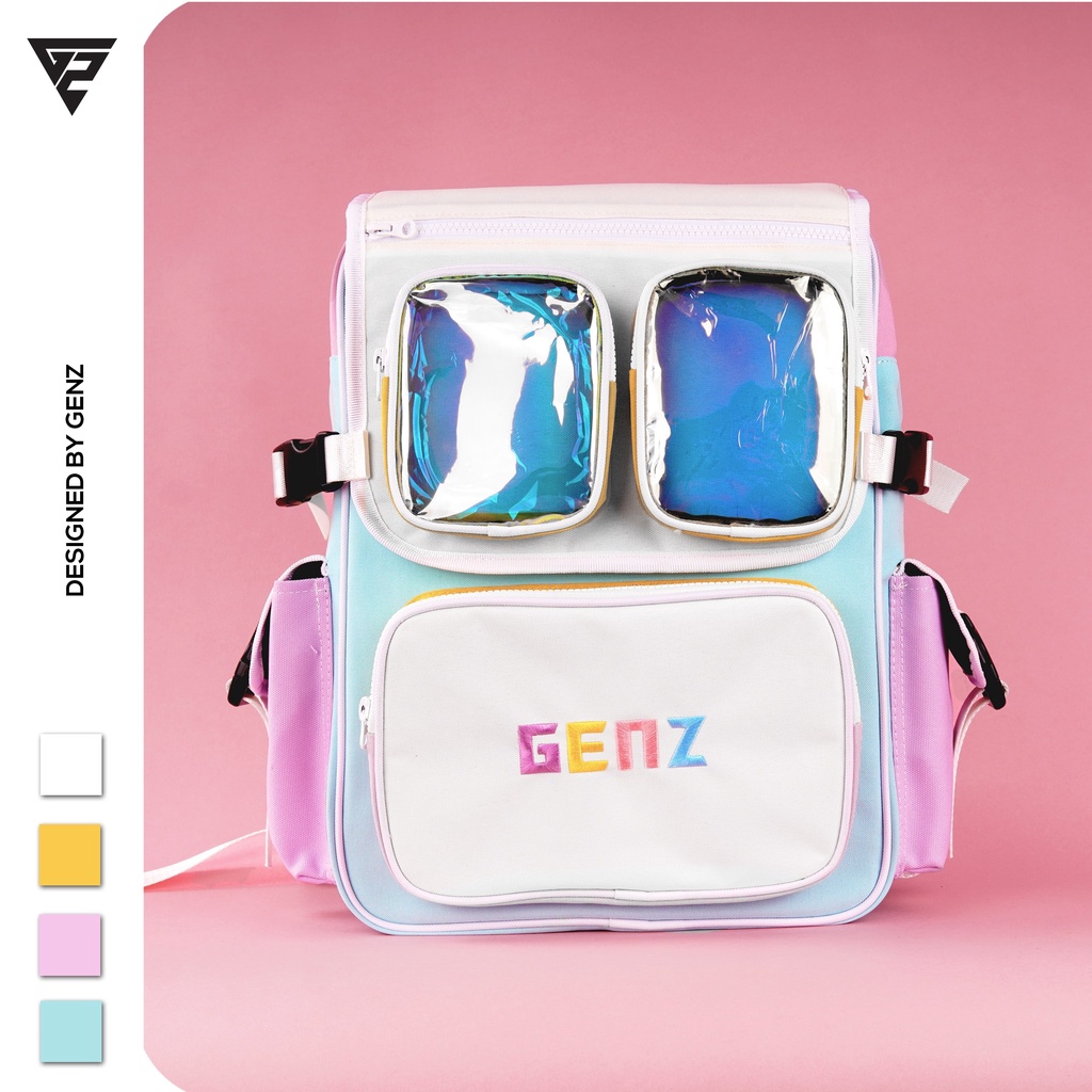 Balo ulzzang GENZ Backpack tone màu pastel trẻ trung