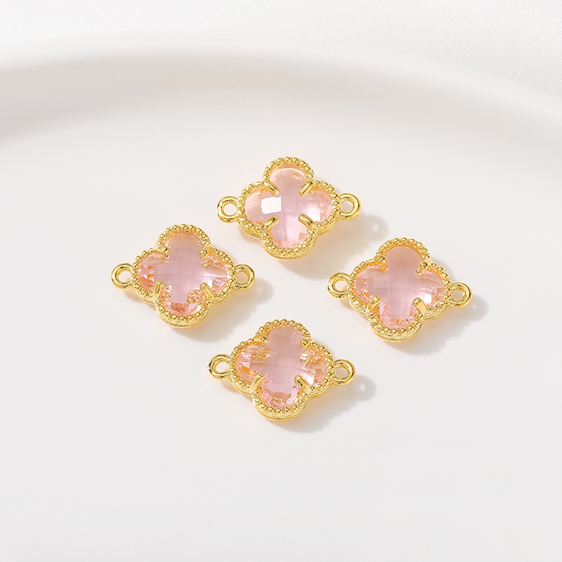 █A.ιA゜14K Vàng●1 Miếng°Dây Chuyền Mạ Vàng 18k Mặt Cỏ Bốn Lá Đính Đá Zircon
