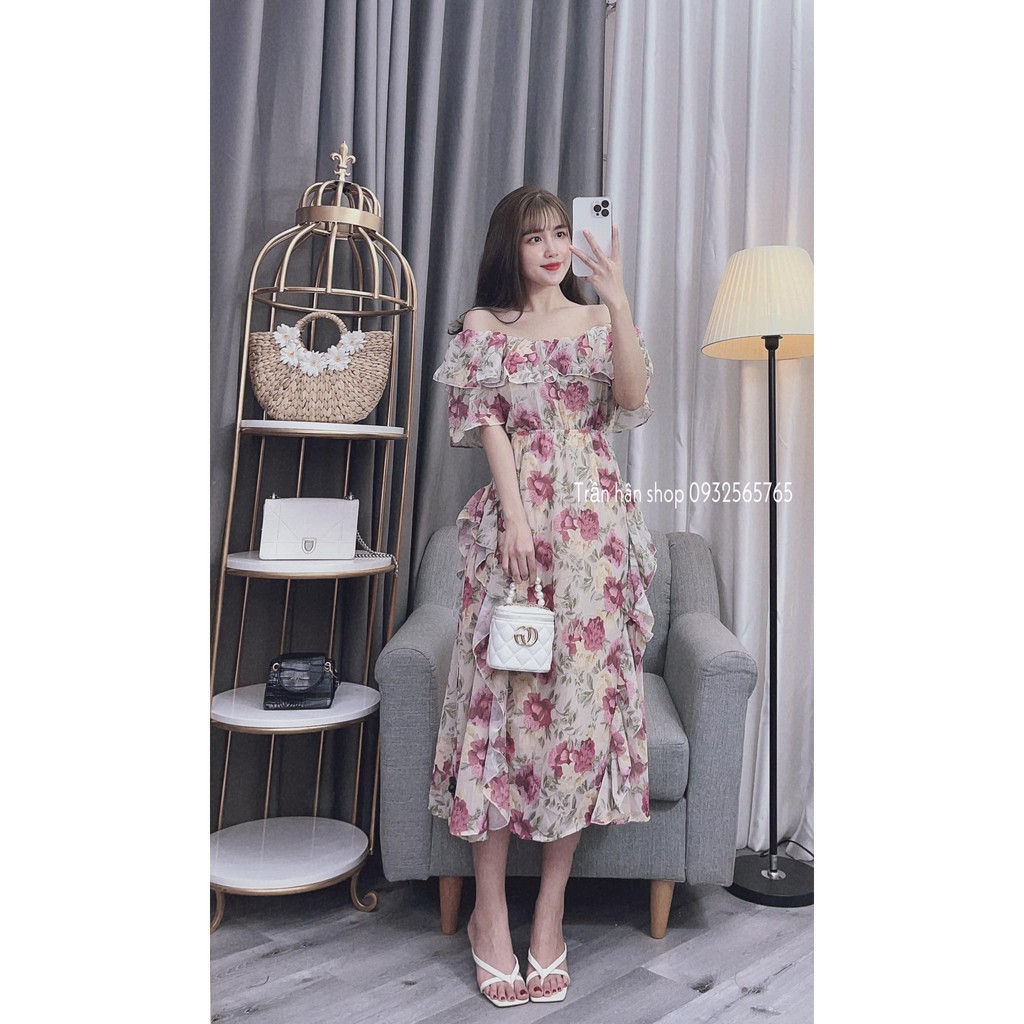 váy đầm hoa trễ vai bèo tầng maxi tuyệt đẹp cho các nàng thơ (HÌNH THẬT CỦA SHOP)❣️MS 3006183