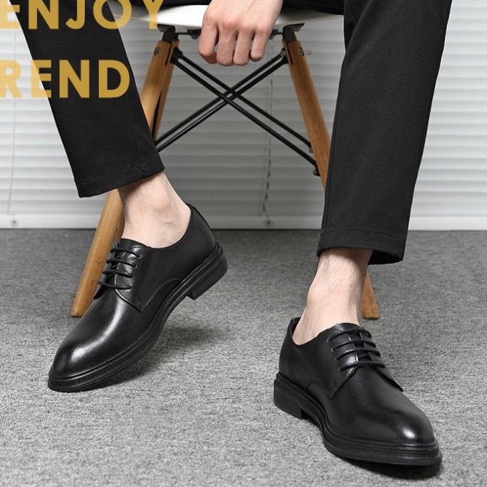 Giày Derby Nam công sở tăng chiều cao da bò thật CK022