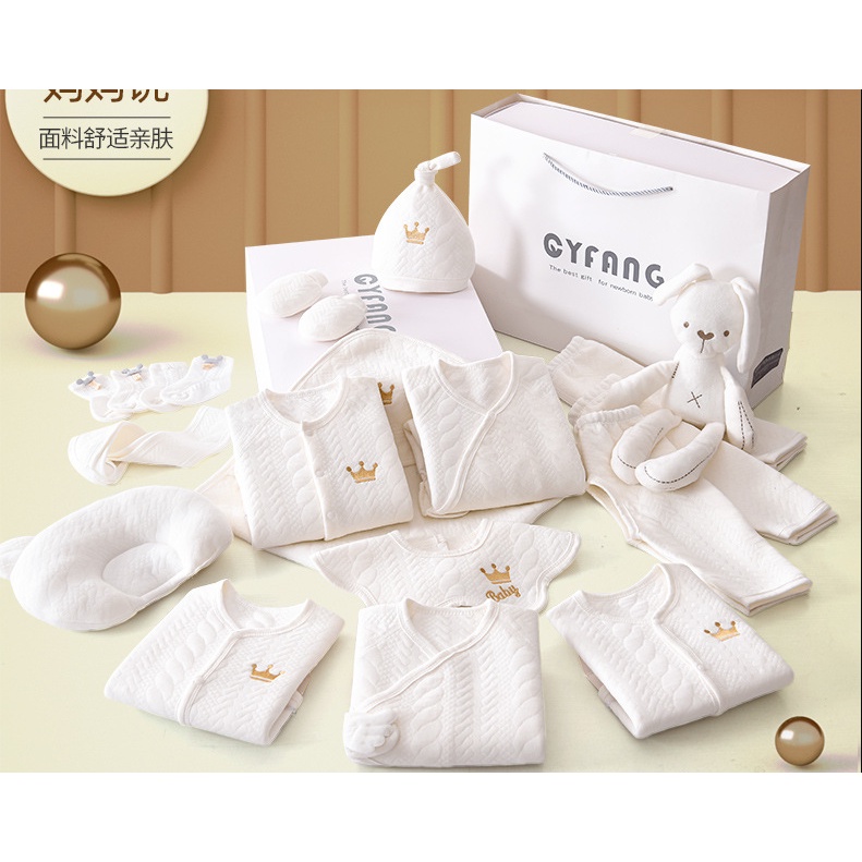 Set đồ sơ sinh 20 chi tiết 100% cotton hộp quà sang trọng 0-3m