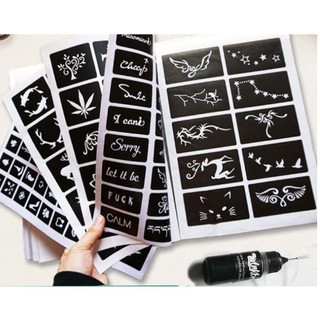 Combo bộ xăm tạm thời 15 ngày 1 tờ xăm và 1 lọ mực cực đẹp