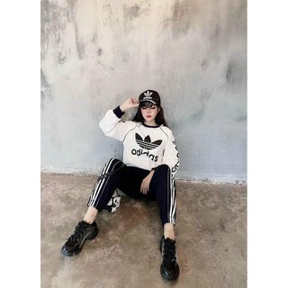 Bộ quần áo thời trang nữ adidas, dáng thể thao, cổ tròn
