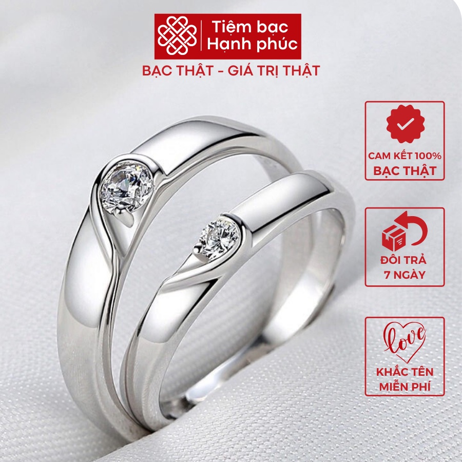 Nhẫn đôi bạc nam nữ bạc ta xịn không xỉn màu, nhẫn cặp tình yêu - Mã TSJC21