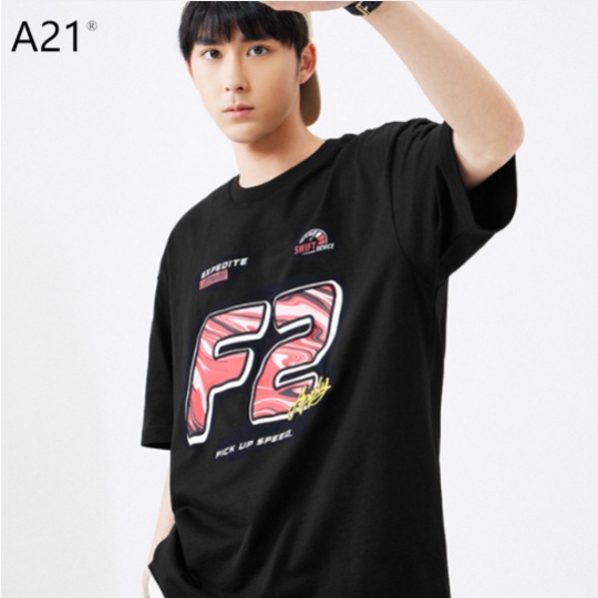 Áo thun A21 cotton tay ngắn cổ tròn dáng rộng in thương hiệu thời trang mùa hè dành cho nam giới