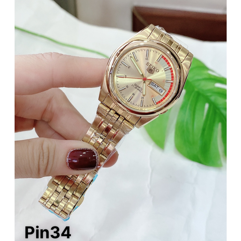 Đồng hồ nam thời trang seiko máy pin dây kim loại size 36mm SK215