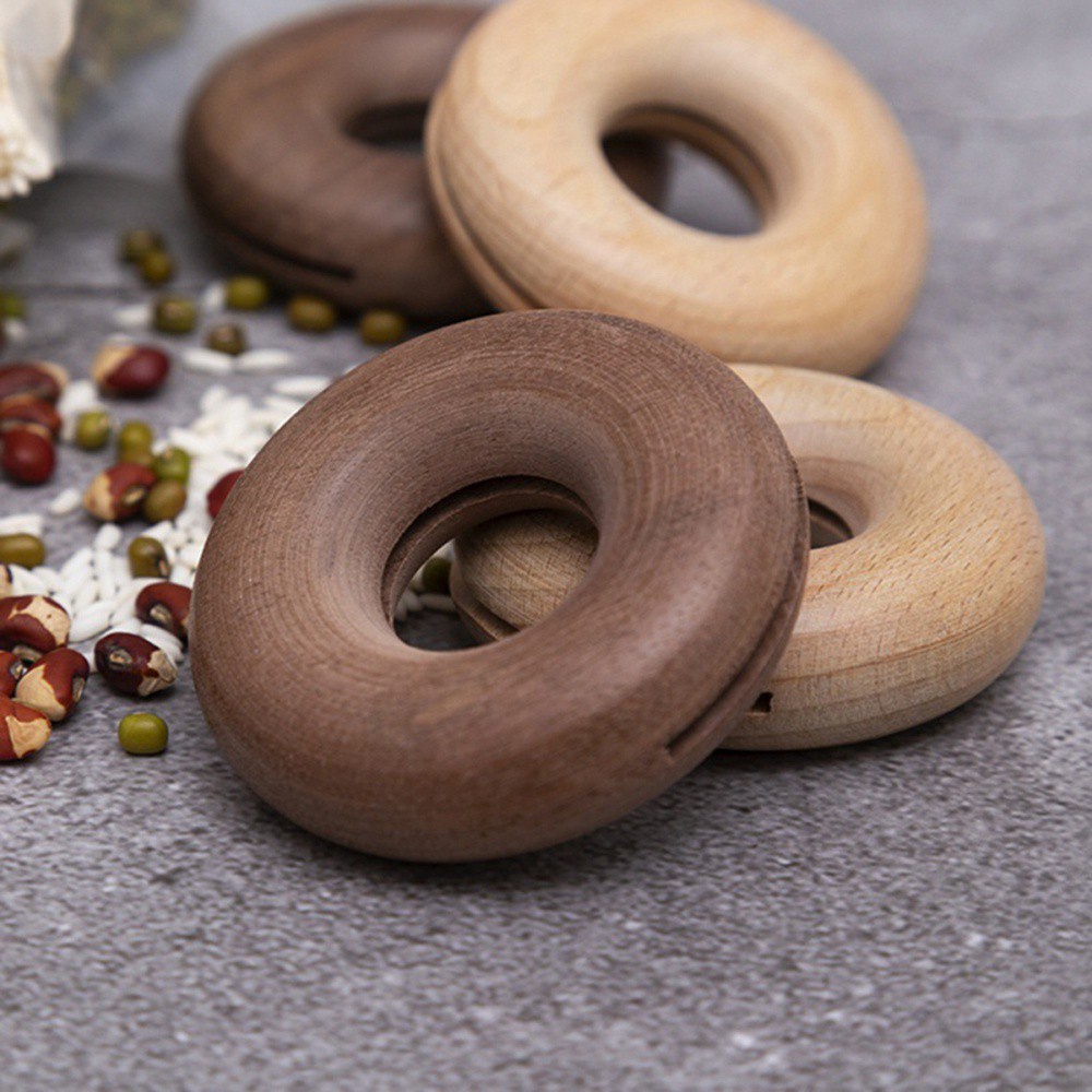 Kẹp Miệng Túi Thực Phẩm Bằng Gỗ Hình Bánh Donut Màu Đen Phong Cách Bắc Âu